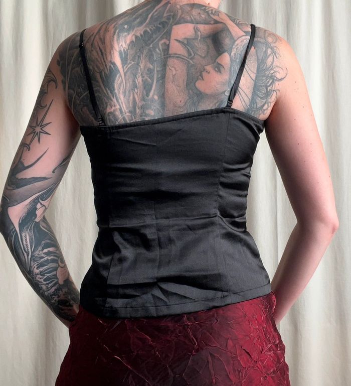Top vintage bustier satiné perles Goth Vampire Whimsigoth 90s - Taille S - photo numéro 3
