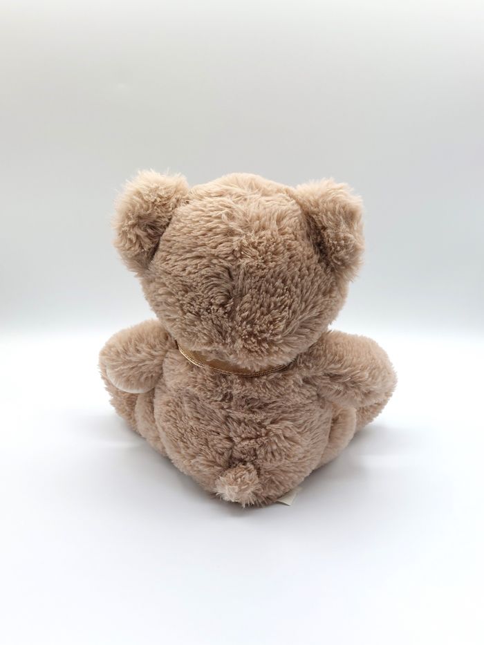 Peluche doudou ours beige écru MAX & SAX Carrefour nœud doré 26 cm TY71037 - photo numéro 3