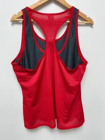 Mesh tank top jersey sports running red grey Danskin Womens XXL