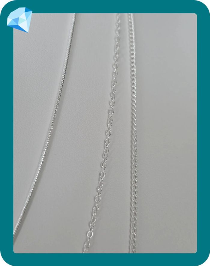 Lot 3 collier maille jaseron/gourmette/serpent rond 45/55/65cm - photo numéro 3