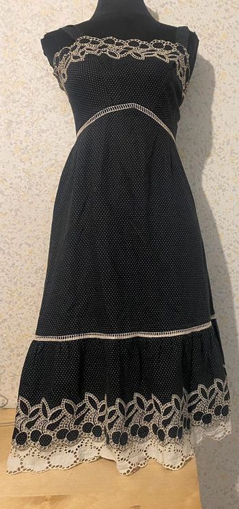 Robe vintage 70 coton pois dentelle 34