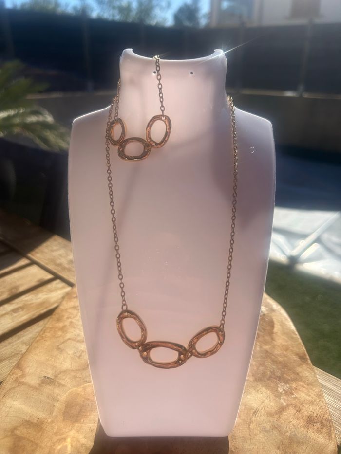 Parure Auréa – Collier + Bracelet dorés – Élégance intemporelle – Neuf