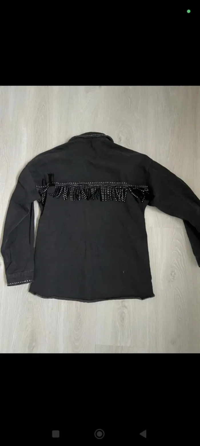 Chemise en jean avec franges à strass Zara XS - photo numéro 2
