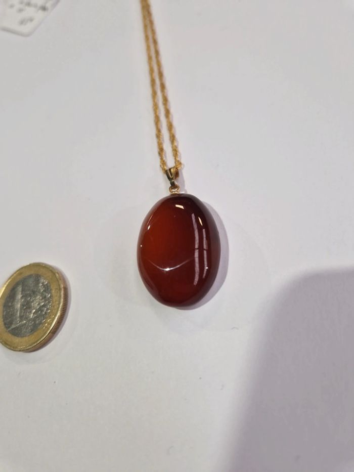 Collier plaque or et onyx orange - photo numéro 3