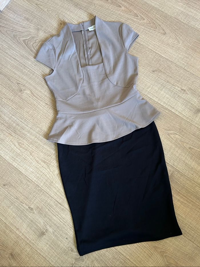 Robe noire et beige à manches courtes Anna Field taille M TBE - photo numéro 7