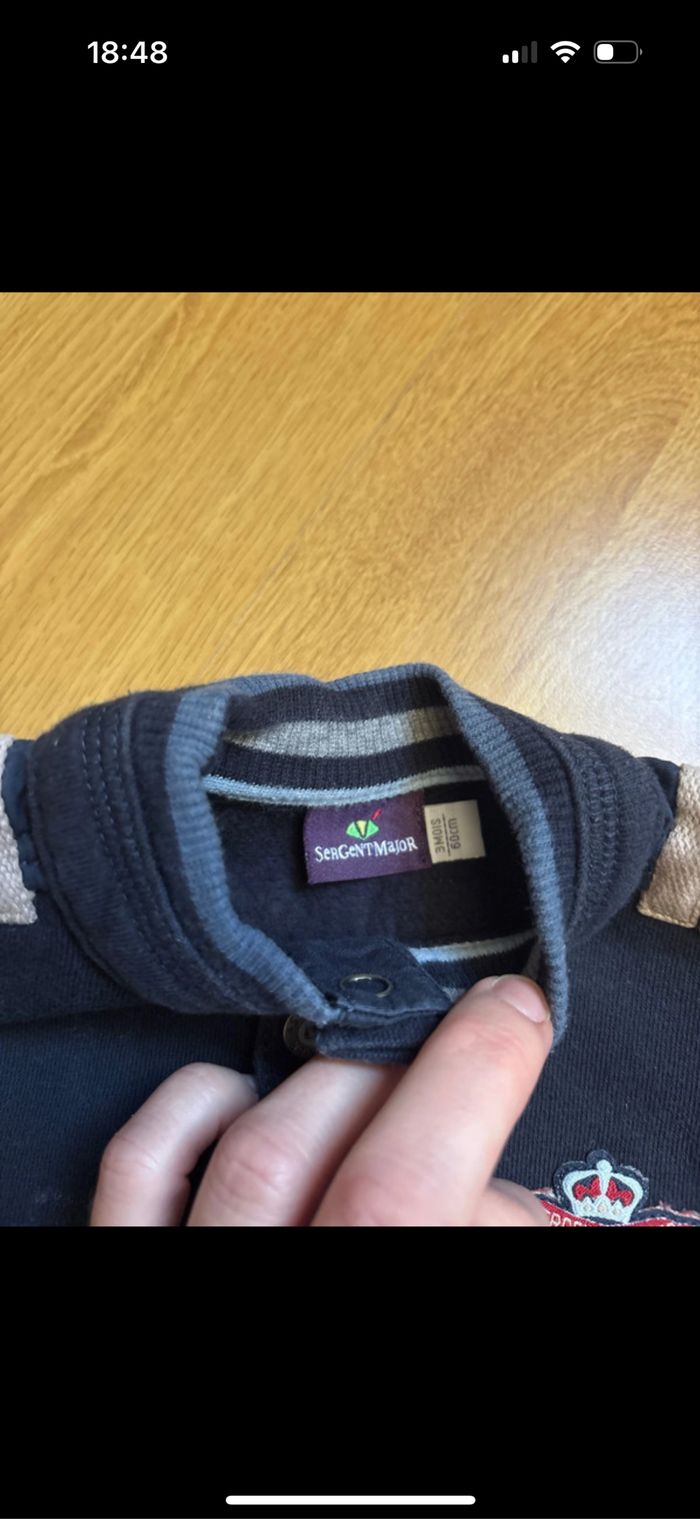 Pull poche kangourou bébé garçon sergent major 3 mois - photo numéro 2