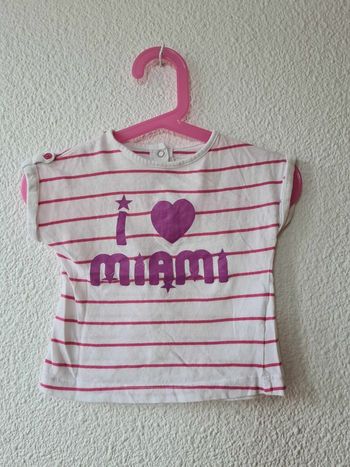 tee-shirt blanc rayer rose Kimbaloo