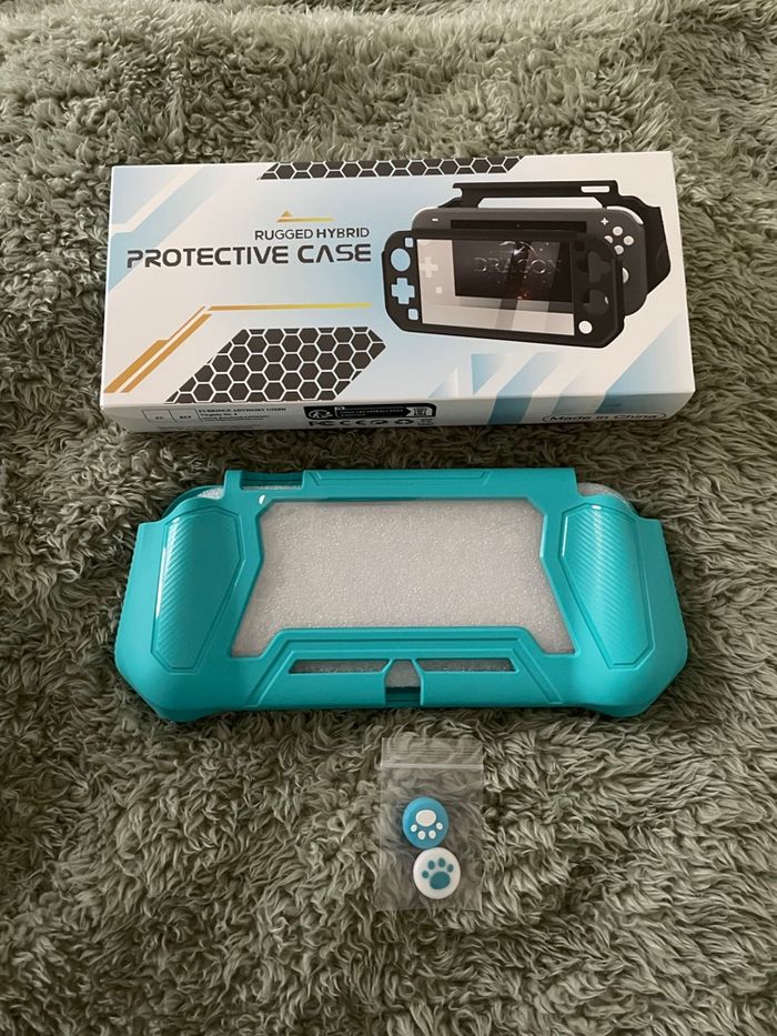 Coque pour Switch Lite bleu turquoise avec protège joysticks