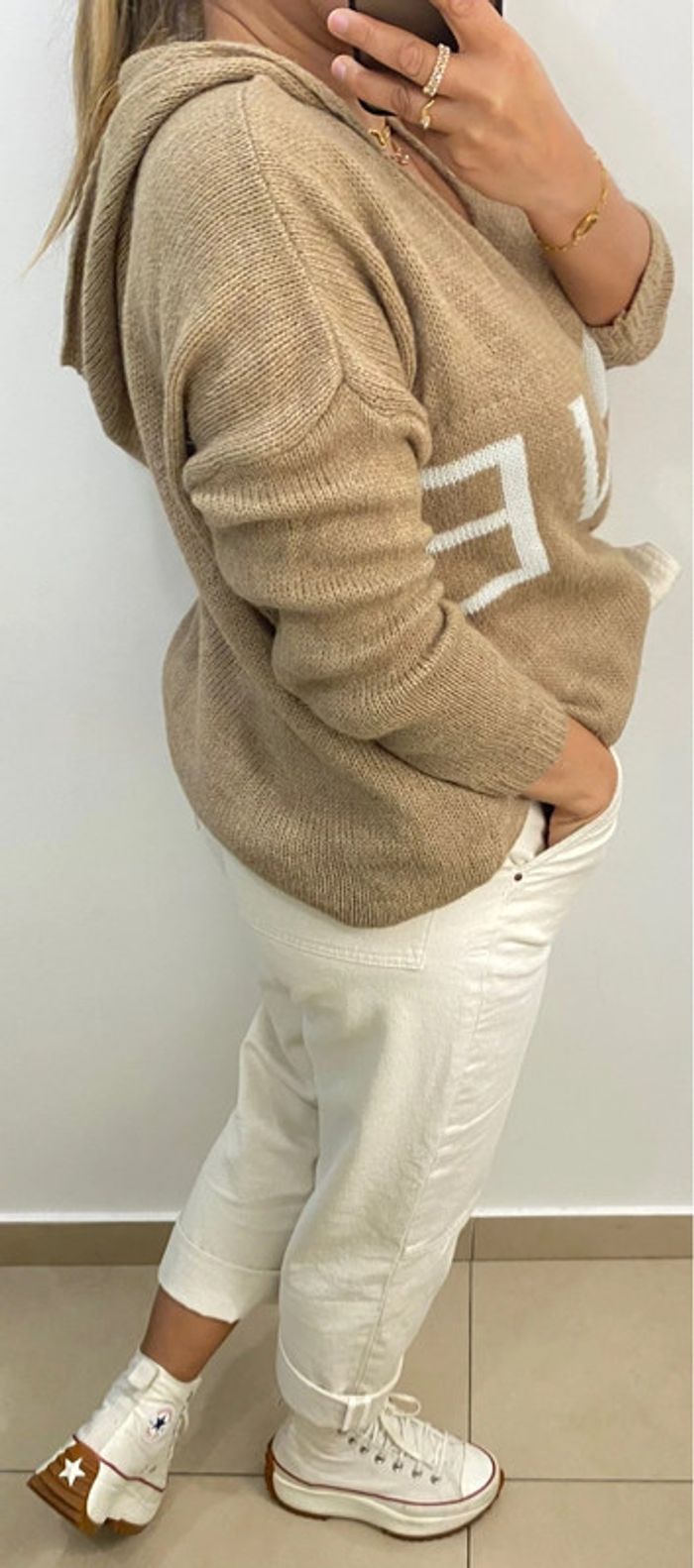 Superbe Pull A Capuche Col V Taille Unique - photo numéro 7