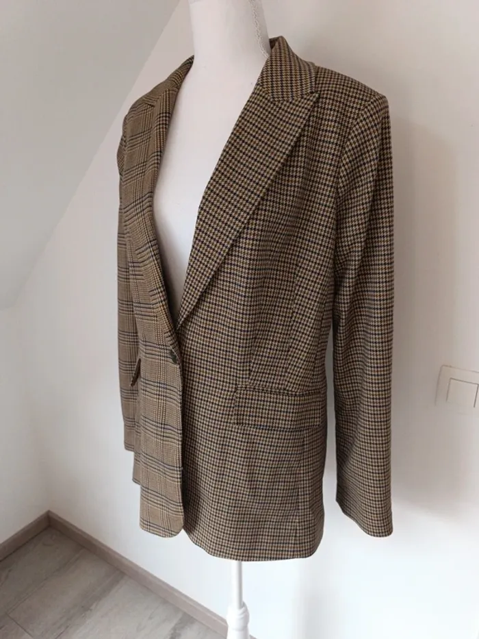 Blazer long à carreaux pied-de-poule – C&A – Taille 42 - photo numéro 4