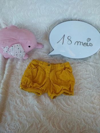 Short Fille 18 mois velours jaune moutarde Orchestra 100% coton
