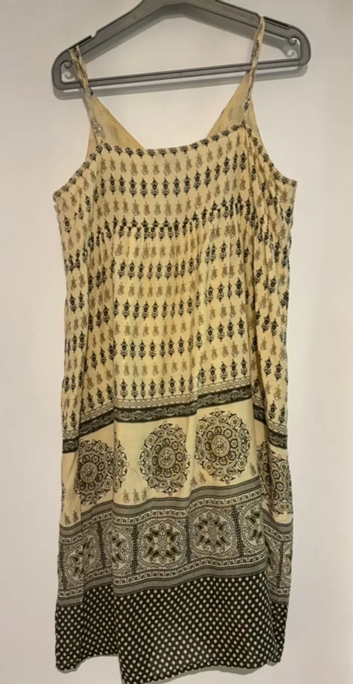 Robe imprimée bohème beige et noire – Taille 38 - photo numéro 6