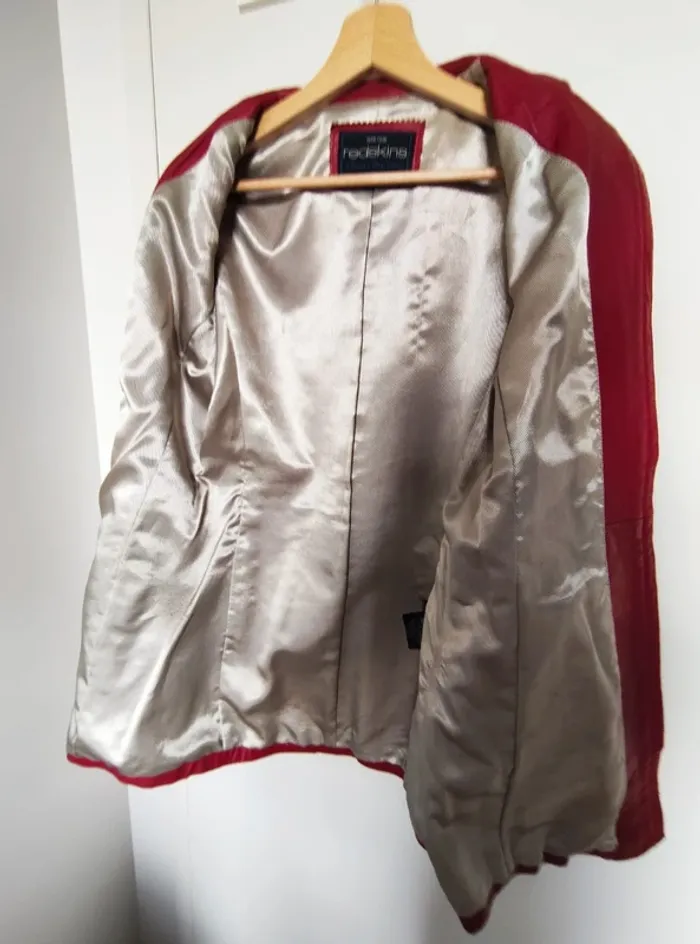Veste cuire rouge redskins - photo numéro 5