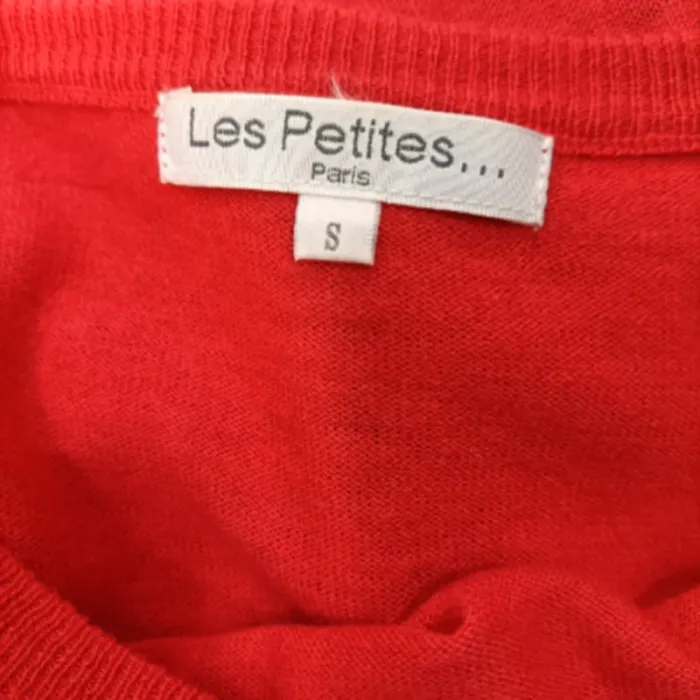 Pull très fin rouge Les Petites Paris col bateau manches longues doux et fluide taille S A1202 - photo numéro 7
