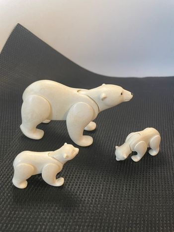 Playmobil lot figurines famille Ours polaires 1 adulte et 2 bébés oursons blancs animaux sauvages