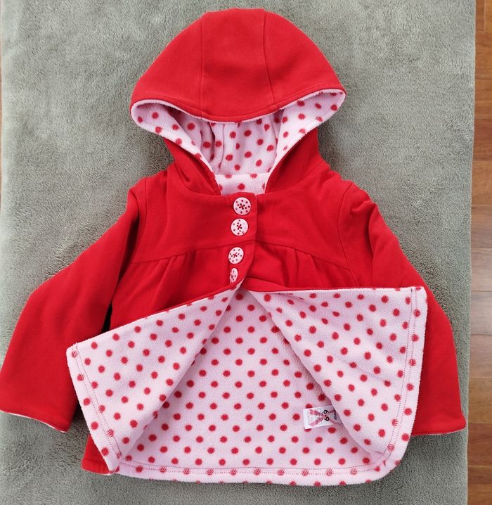 Veste rouge bébé fille Minnie Mouse Disney - polaire douce à pois – 6/9 mois - photo numéro 4