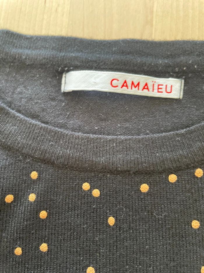 Pull fin camaïeu taille L noir avec pois doré - photo numéro 2