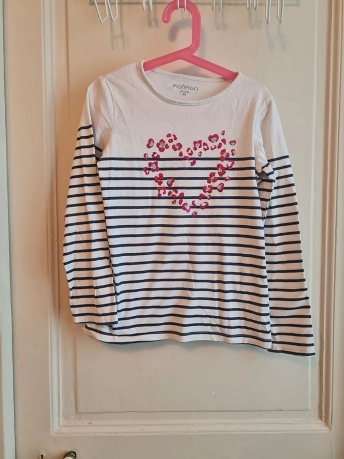 Tee shirt manches longues rayé bleu InExtenso taille 10 ans