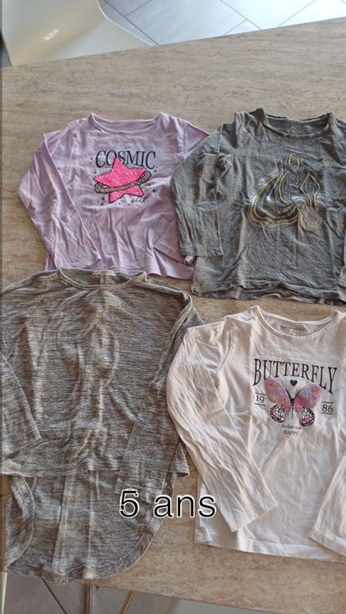 Lot 4 t-shirts manche longue fille