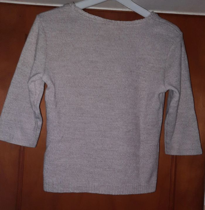 Pull Vintage beige fleuri broderie - photo numéro 4