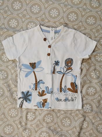 T-shirt blanc lion mes petits cailloux 18 mois