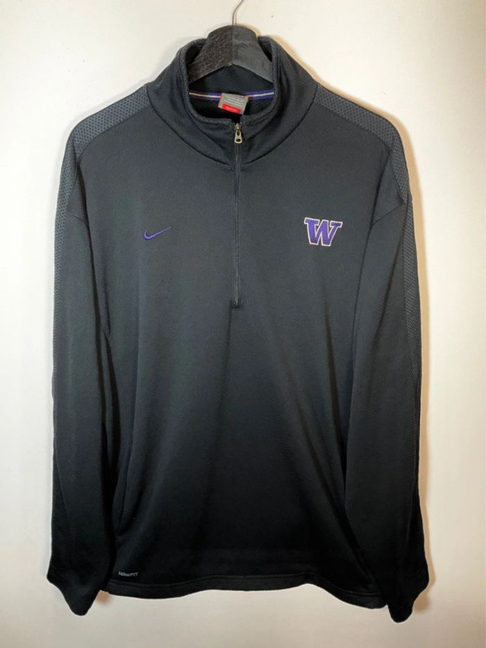 Sweat universitaire années 2000 léger 1/4zip pour homme Nike Washington Huskies noir taille XL 157
