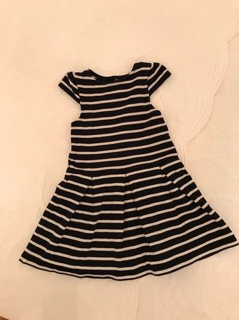 Robe à manches courtes à rayures marine et blanc