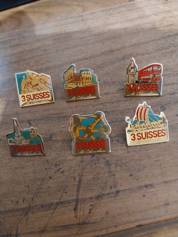 Lot de 6 pins pin's 3 suisses le chouchou 1992 Caroline LisfrancI