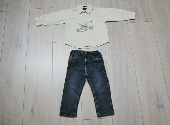 Ensemble chemise et jeans. Garçon 23 mois. Marque complice eagle/ in extenso