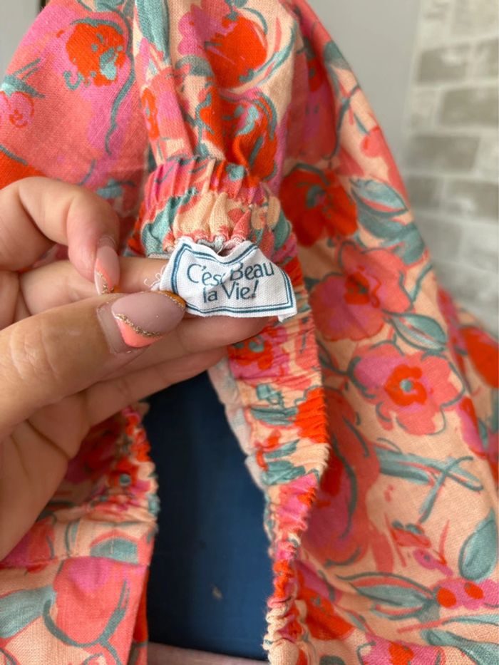 Jupe fleuri « c’est beau la vie » vintage - en très bon état - taille 36/S - photo numéro 5