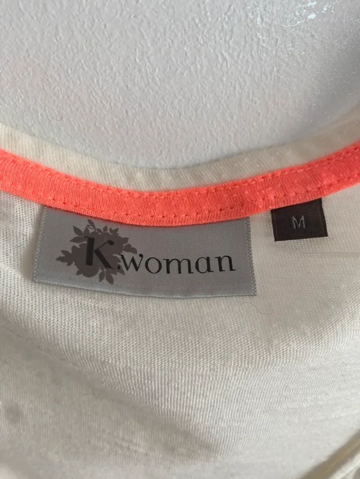 Débardeur kiabi beige dentelle orange fluo - photo numéro 5