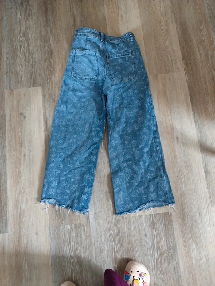 Jean flare Mango 34 coupé large taille haute fleuri - photo numéro 4