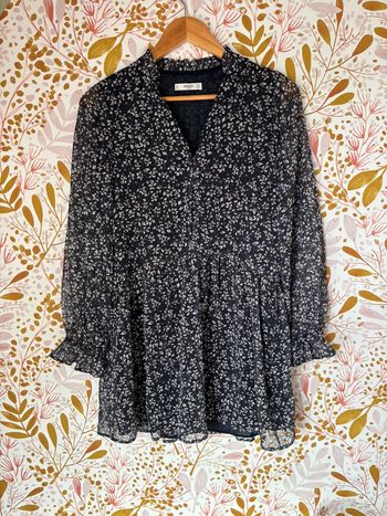 Robe mango fleuris noir liseré argenté
