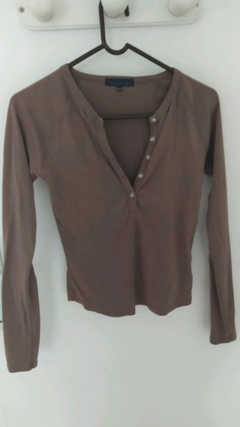 Tee-shirt tunisien manches longues taupe