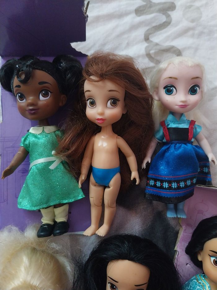 Lot 6 poupées miniatures Animators Princesses Disney Tiana Jasmine - photo numéro 4