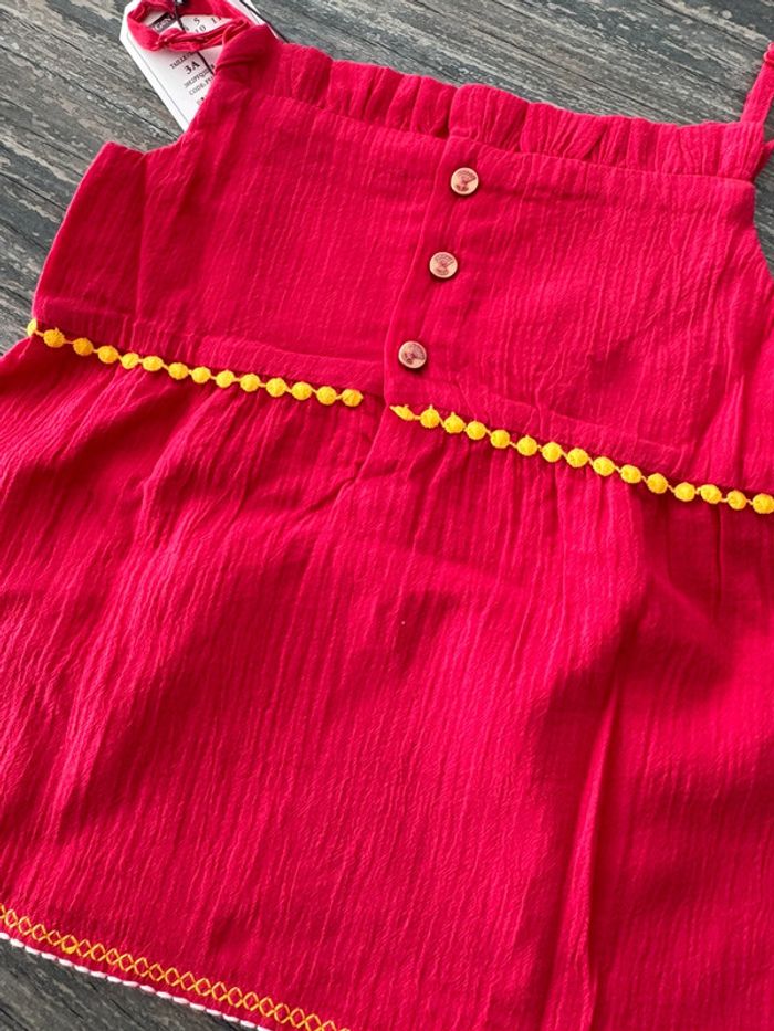 Magnifique petite blouse fille sergent major 3 ans fushia broderies neuve avec étiquette - photo numéro 4