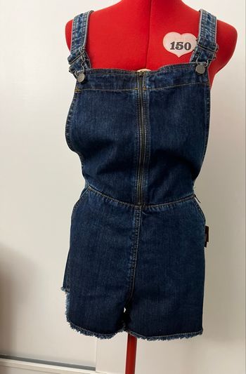 Salopette short jean bleu brut Lola