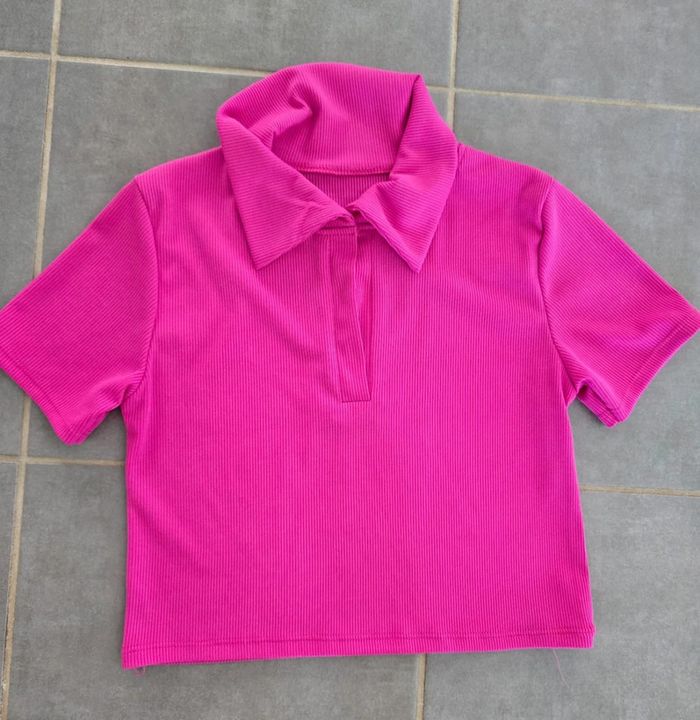 Tee shirt côtelé rose fushia