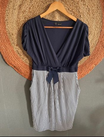 Robe été sympa rayée avec noeud et poches 