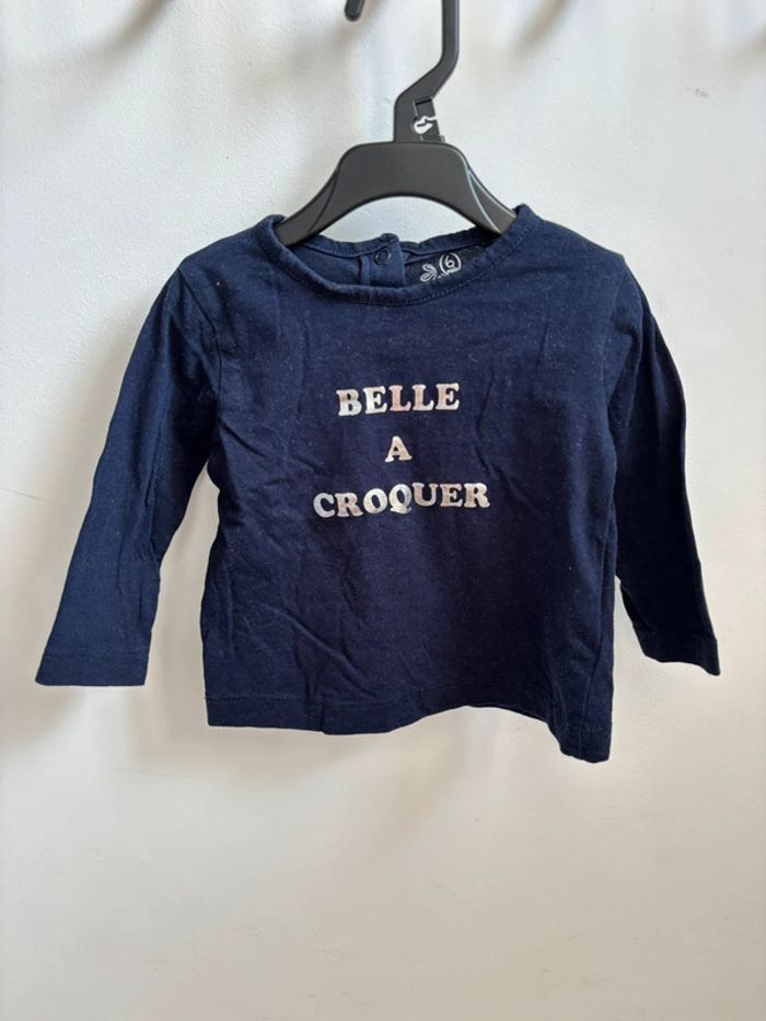 Lot 2 t-shirts manches longues 6 mois - photo numéro 2