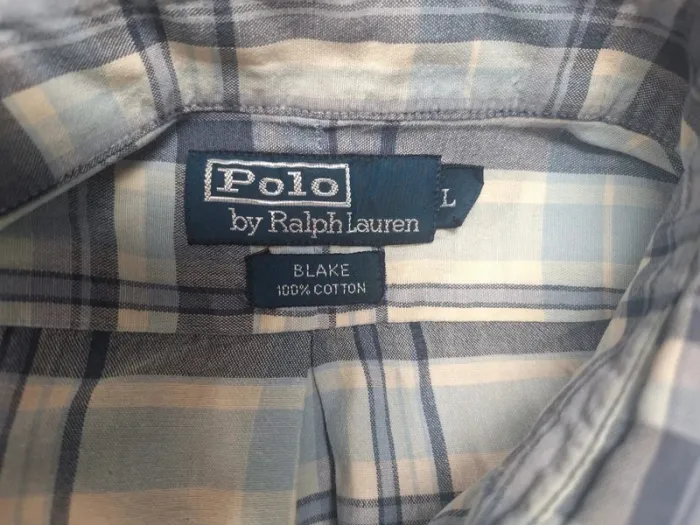 Chemise Ralph Lauren à carreaux bleu clair – Taille L – 100% coton (557) - photo numéro 7
