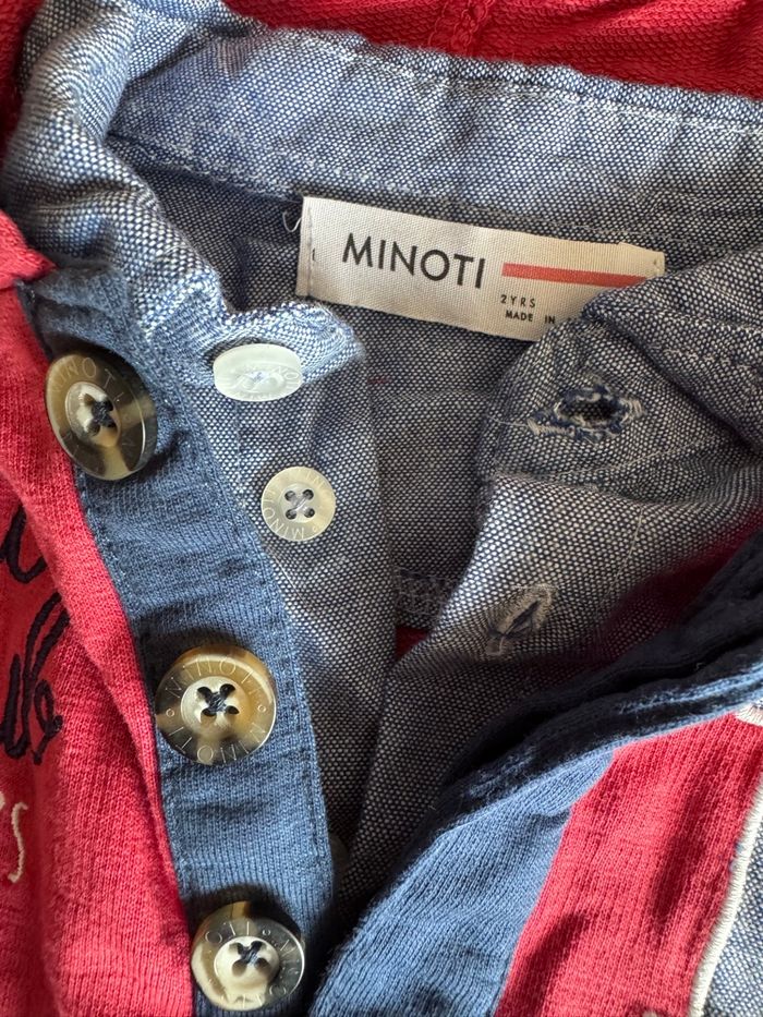 Sweat 24m effet chemise dessous Minoti neuf rouge - photo numéro 3