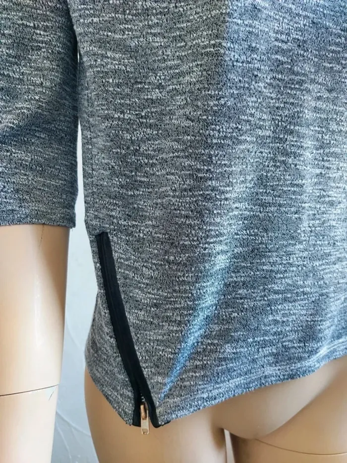 T-shirt gris à manches trois-quarts - photo numéro 2