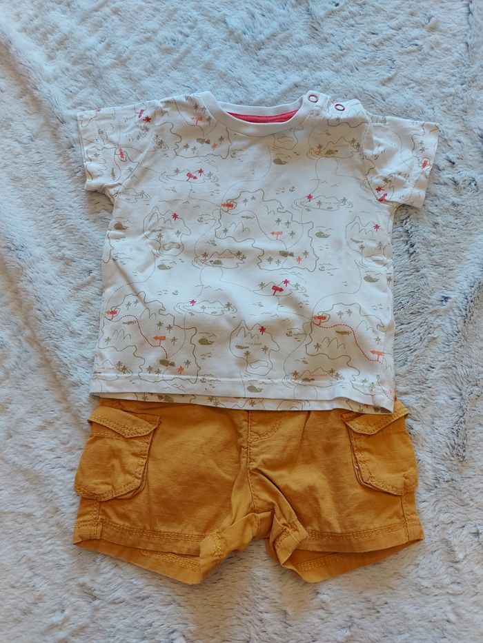 Ensemble t-shirt manches courtes et short 6 mois - photo numéro 3