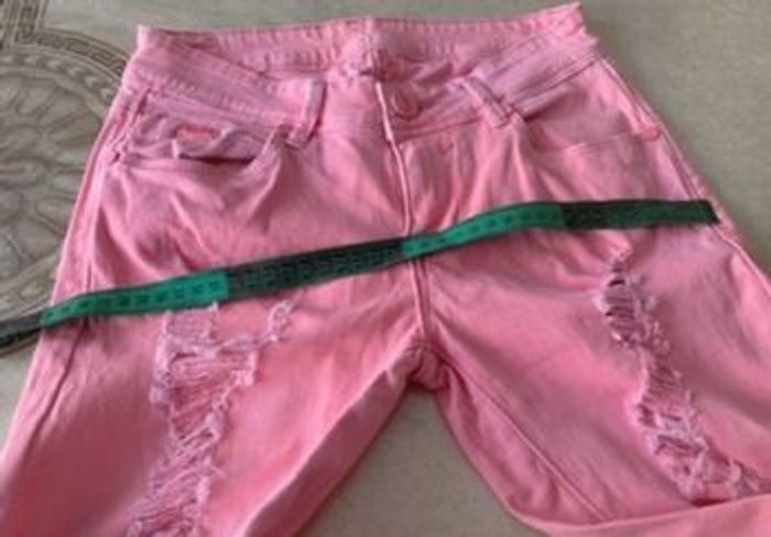 Pantalon troué Rose coton Taille 36 - photo numéro 5