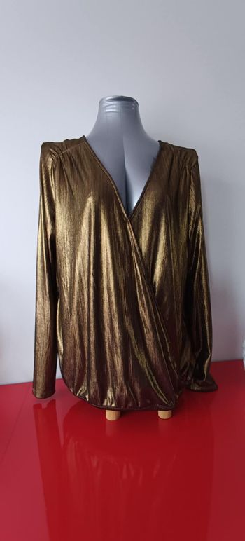 Blouse dorée manches longues col V "Bonobo" Taille XL
