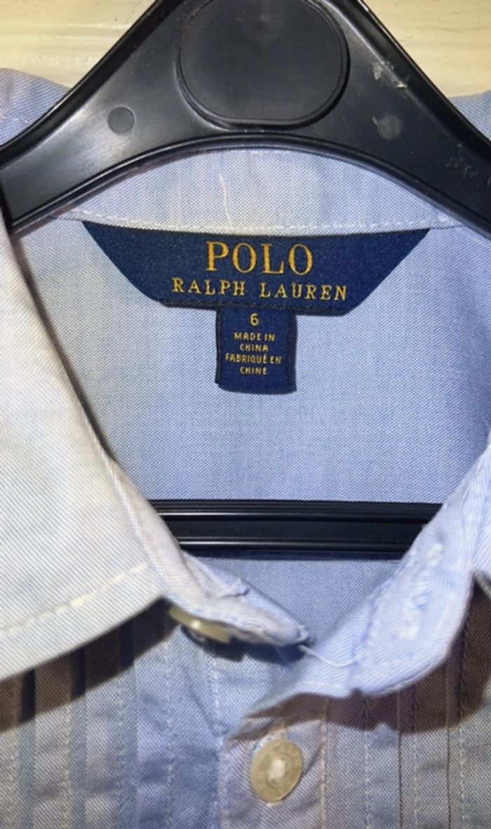 Chemise bleu ciel manches courtes col claudine 6 ans - Ralph Lauren - photo numéro 2
