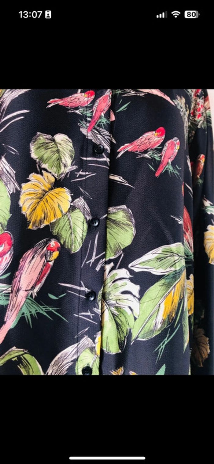 🌿🦜Chemise esprit Jungle Chic Zara tropical shirt🌿🦜 - photo numéro 10