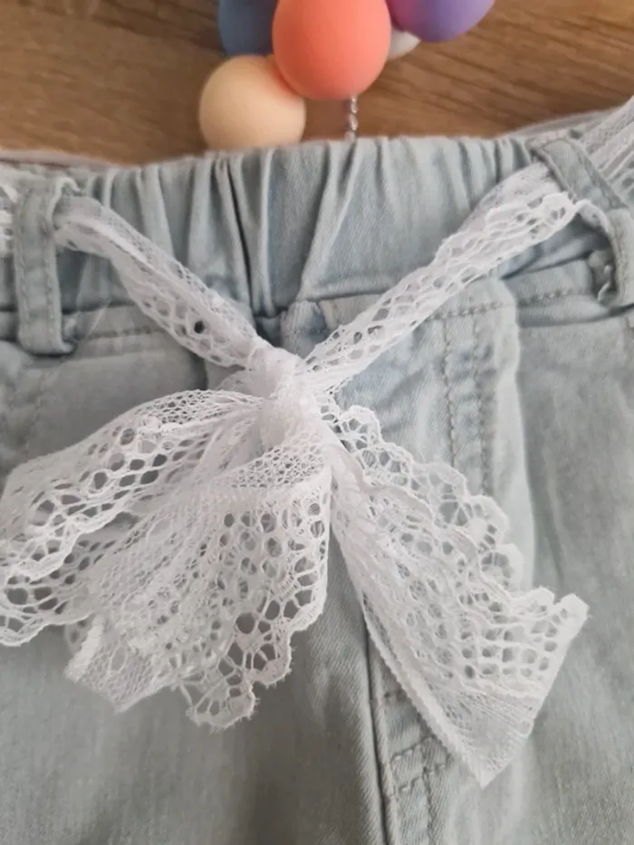 Short en jean Shein ceinture dentelle 6ans - photo numéro 3