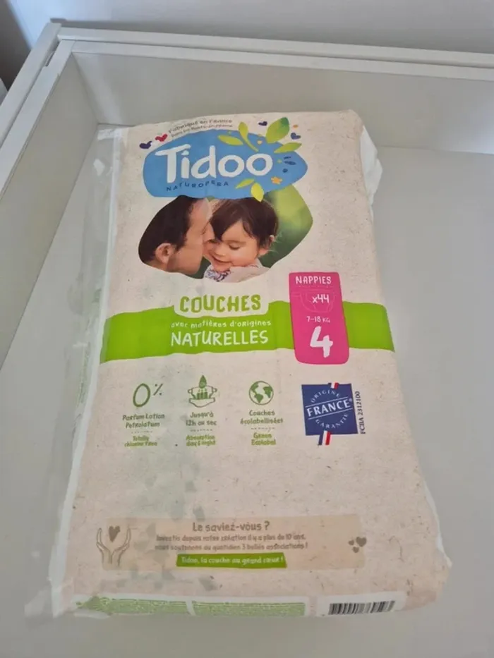 Lot de 2 paquets de couches tidoo love and green 🌸 taille 4 - 7 à 18kg - photo numéro 6
